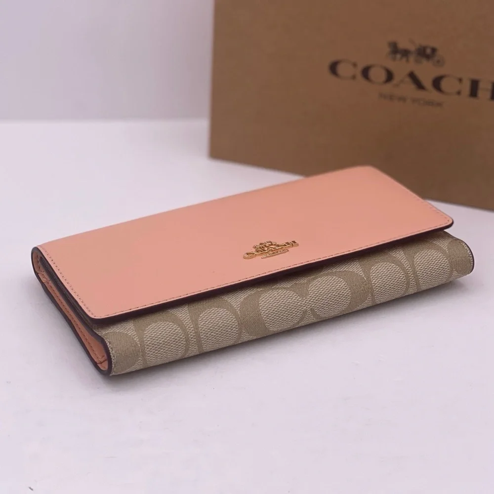 Coach Slim Trifold Wallet In Signature Canvas - Picture 10 of 12
